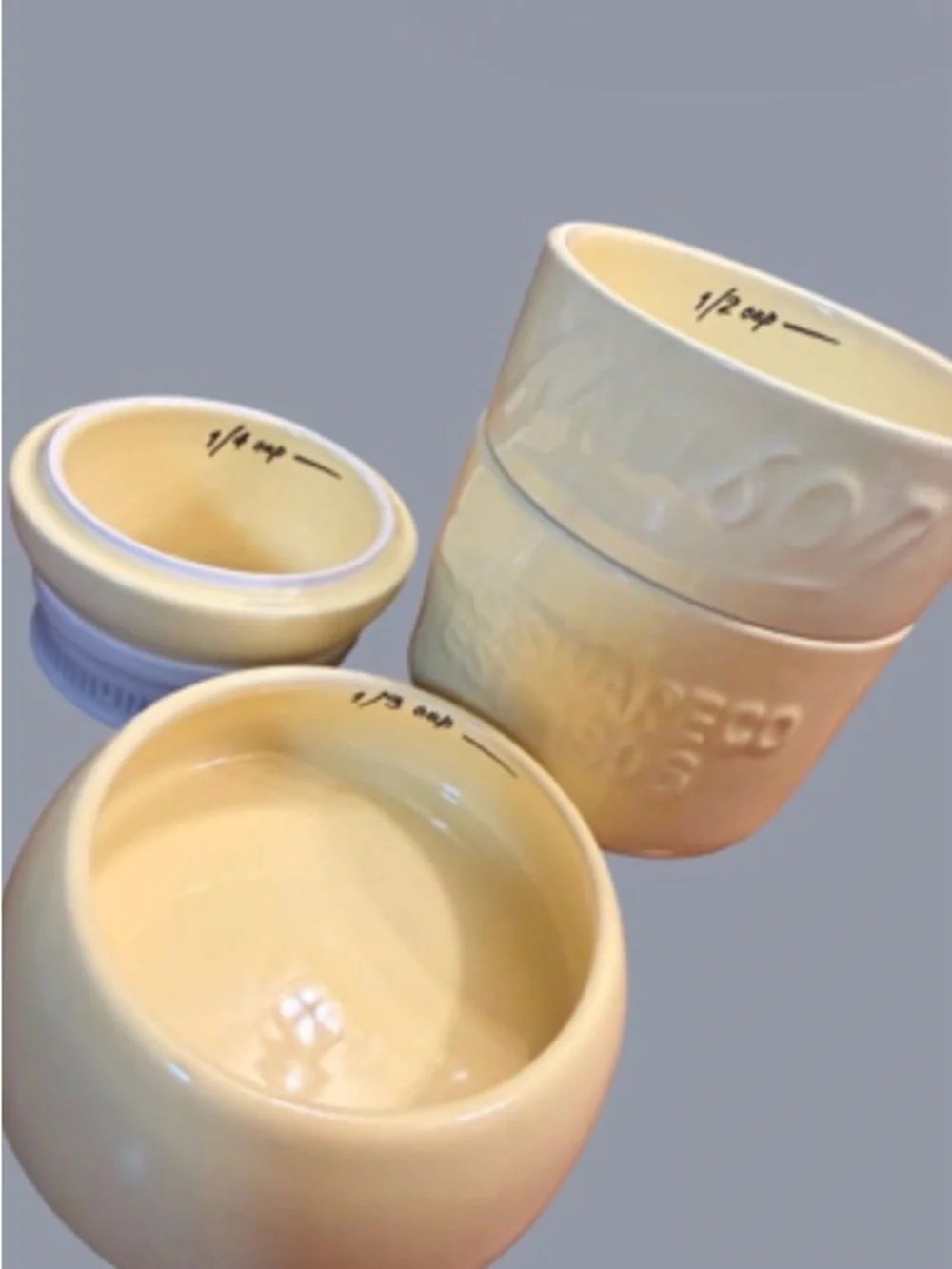 Yellow/Cream Ceramic Mason Jar Measuring Cups
